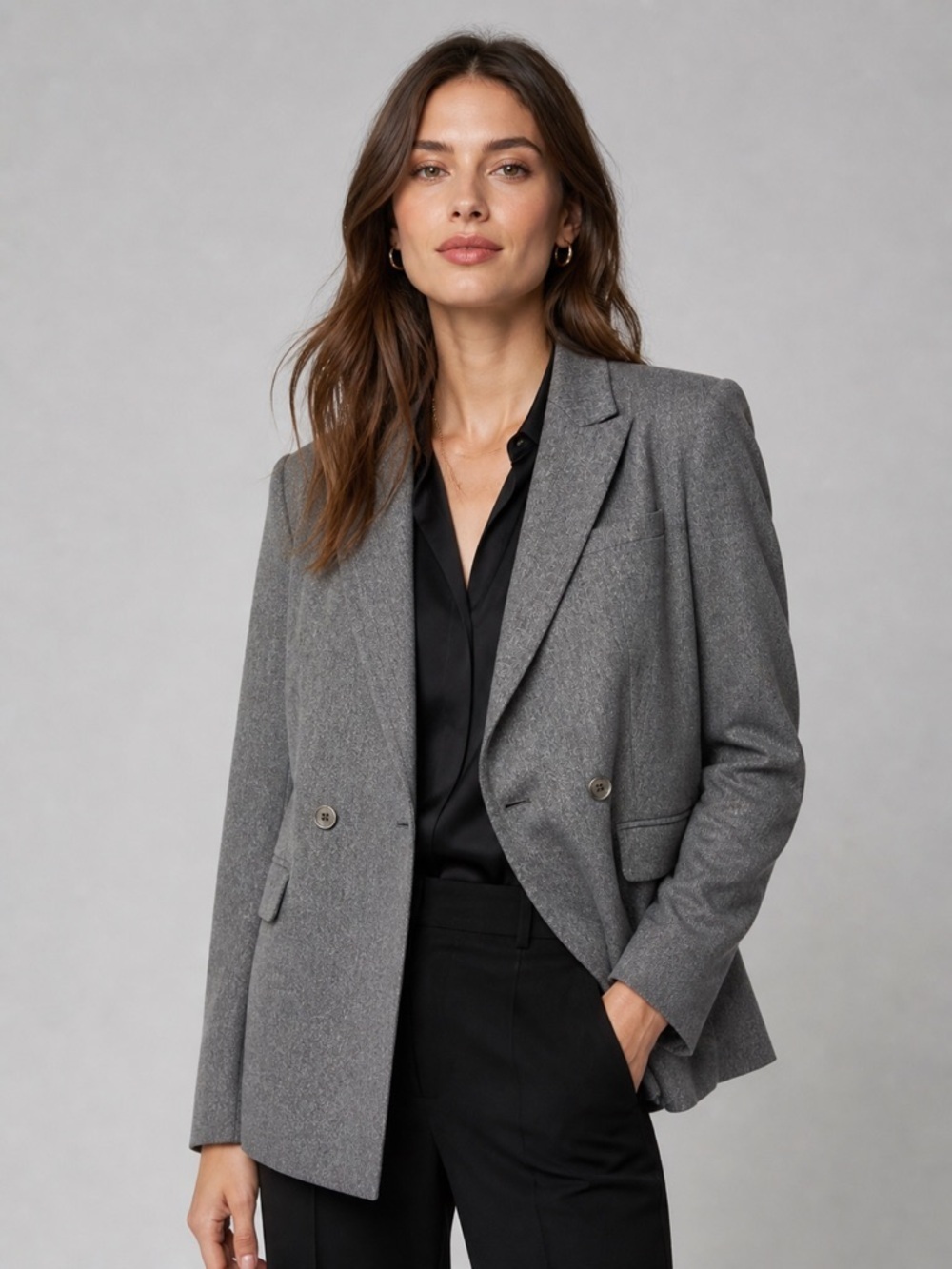 Talbots Gray Wool Blend Blazer Jacket Classic Career Size 10 Structured
